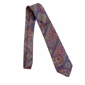 Strathmore Silk Paisley Scroll Floral Mod Purple Red Tie